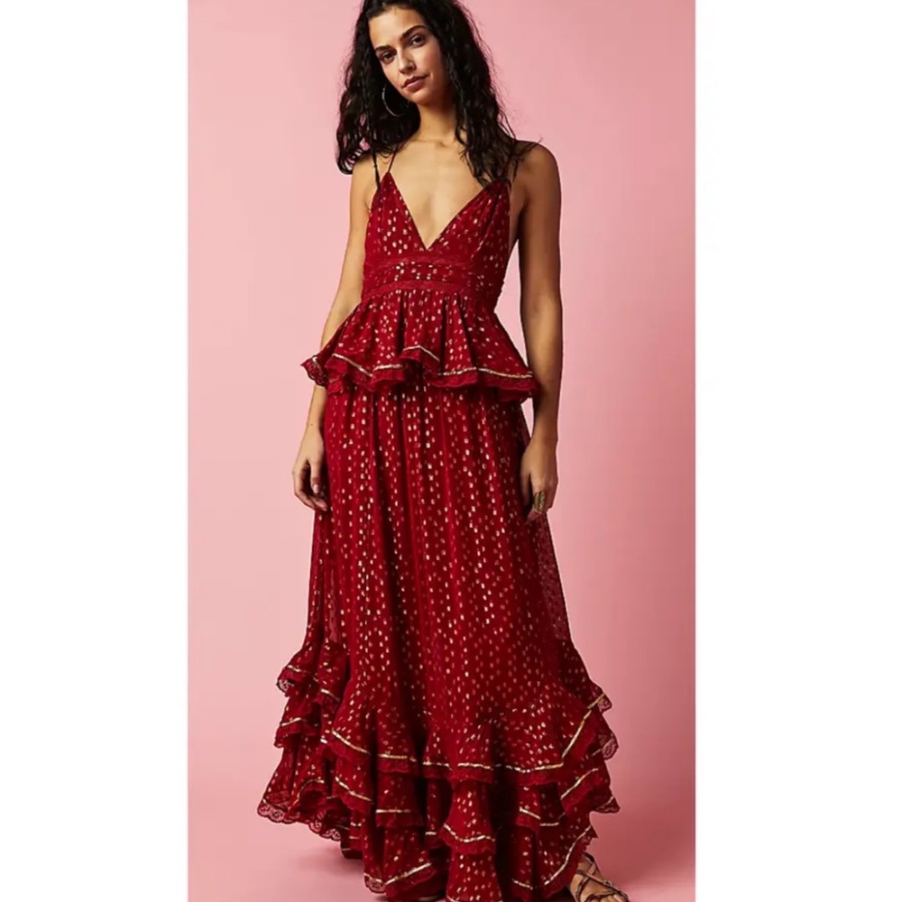 Rococo Sand Red Maxi Dress